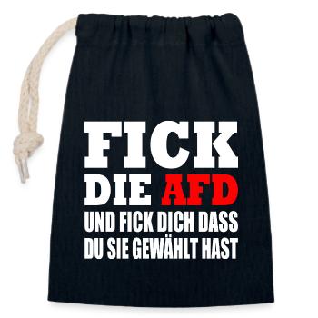 fick die afd - Verschließbarer Geschenkbeutel aus Baumwolle (14x20cm) - Navy - Vorne