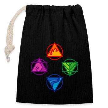4 ELEMENTS - Closable cotton gift bag (14x20cm) - black - Front