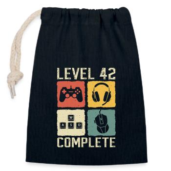 Stufe-42-Kompletter Gamer-Geschenk zum 42. Geburtstag - Verschließbarer Geschenkbeutel aus Baumwolle (14x20cm) - Navy - Vorne