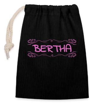 Name Bertha - Closable cotton gift bag (14x20cm) - black - Front