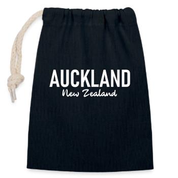 Auckland - New Zealand - Aotearoa - Maori - Kiwi - Closable cotton gift bag (14x20cm) - navy - Front
