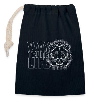 Leo « CHEMIN VÉRITÉ VIE » - Sac cadeau en coton avec cordon (14 x 20 cm) - bleu marine - Devant