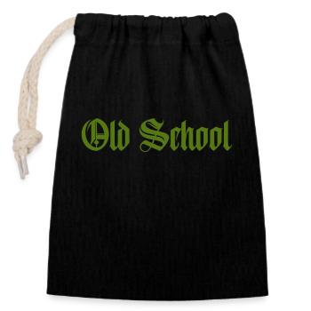 Vieille école - Sac cadeau en coton avec cordon (14 x 20 cm) - noir - Devant