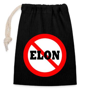 Anti Elon Round NO Bumper - Sac cadeau en coton avec cordon (14 x 20 cm) - noir - Devant