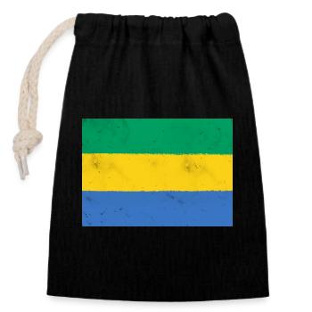 Drapeau du Gabon – Couleurs de l’Afrique - Sac cadeau en coton avec cordon (14 x 20 cm) - noir - Devant