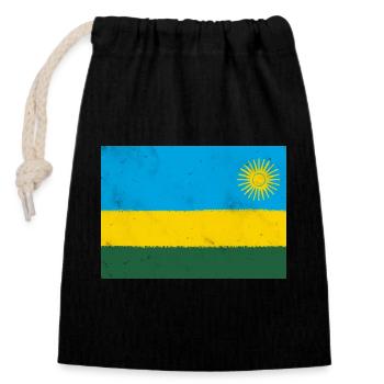 Flagge von Ruanda - Verschließbarer Geschenkbeutel aus Baumwolle (14x20cm) - Schwarz - Vorne