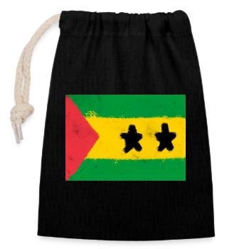 Drapeau de São Tomé-et-Príncipe - Sac cadeau en coton avec cordon (14 x 20 cm) - noir - Devant