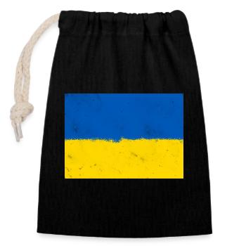 Drapeau de l’Ukraine - Sac cadeau en coton avec cordon (14 x 20 cm) - noir - Devant