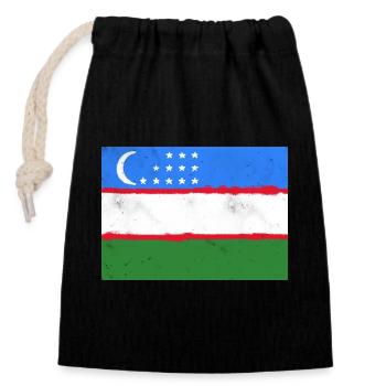 Flagge von Usbekistan - Verschließbarer Geschenkbeutel aus Baumwolle (14x20cm) - Schwarz - Vorne