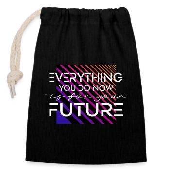 For your future - Closable cotton gift bag (14x20cm) - black - Front