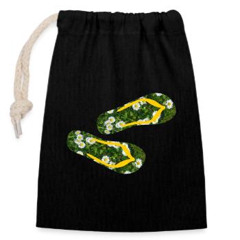 Latschen Gänseblümchen Flip Flops Camping Rasen - Verschließbarer Geschenkbeutel aus Baumwolle (14x20cm) - Schwarz - Vorne