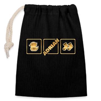 Naissance Adrian - Sac cadeau en coton avec cordon (14 x 20 cm) - noir - Devant