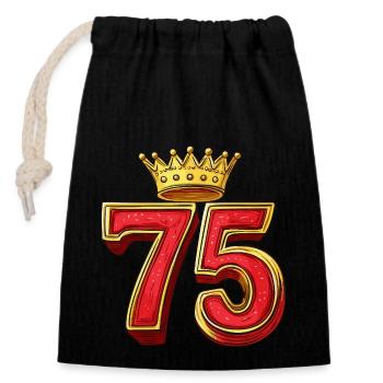 75 Number Krone - Closable cotton gift bag (14x20cm) - black - Front