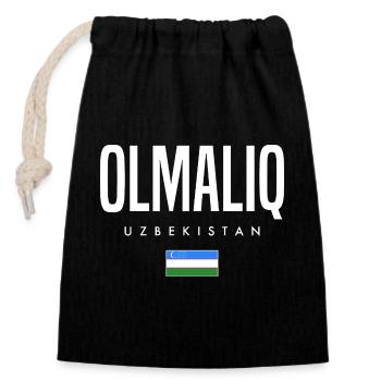 Olmaliq Usbekistan - Verschließbarer Geschenkbeutel aus Baumwolle (14x20cm) - Schwarz - Vorne