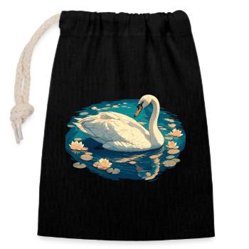 Swans Swan - Closable cotton gift bag (14x20cm) - black - Front