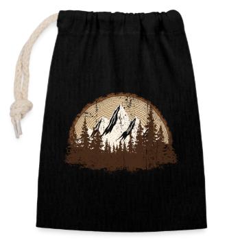 Majestic Mountain Forest Scene - Closable cotton gift bag (14x20cm) - black - Front