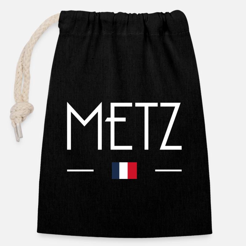 Metz - Sac cadeau en coton avec cordon (14 x 20 cm) - noir