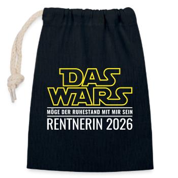 Rentnerin 2026 Ruhestand Das wars Rente Geschenk - Verschließbarer Geschenkbeutel aus Baumwolle (14x20cm) - Navy - Vorne