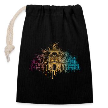 Bunte Semperoper Dresden Kunst - Sac cadeau en coton avec cordon (14 x 20 cm) - noir - Devant