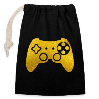 Golden Gamepad - Closable cotton gift bag (14x20cm) - black - Front