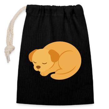 Sleeping Puppy in minimalist style - Closable cotton gift bag (14x20cm) - black - Front