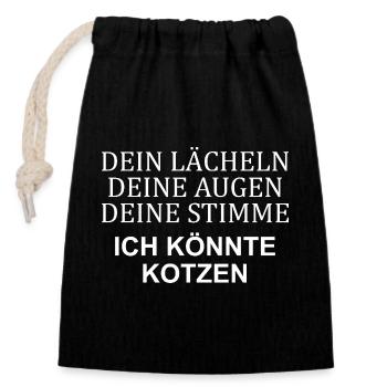 Your smile, your voice, your eyes puke - Closable cotton gift bag (14x20cm) - black - Front