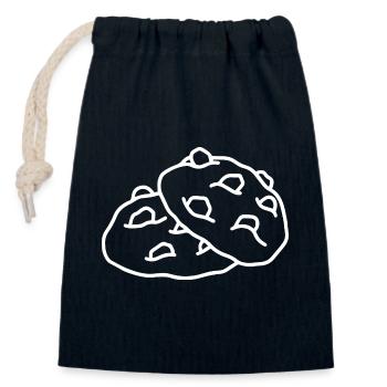 Chocolate Cookie Sketch – Cute Minimalist Design - Closable cotton gift bag (14x20cm) - navy - Front