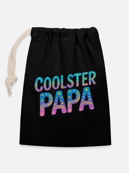 Coolster Papa Design - Verschließbarer Geschenkbeutel aus Baumwolle (14x20cm) - Schwarz