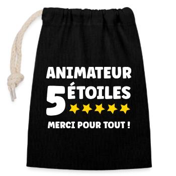 5 star host Thank you for everything - Closable cotton gift bag (14x20cm) - black - Front