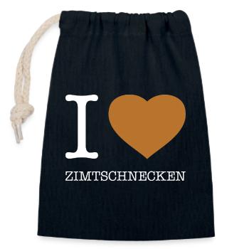 I love Zimtschnecken - Verschließbarer Geschenkbeutel aus Baumwolle (14x20cm) - Navy - Vorne