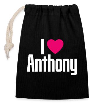 I Love Anthony Pinkes Herz Ich liebe Anthony - Verschließbarer Geschenkbeutel aus Baumwolle (14x20cm) - Schwarz - Vorne