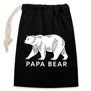 Papa Bear - Verschließbarer Geschenkbeutel aus Baumwolle (14x20cm) - Schwarz - Vorne