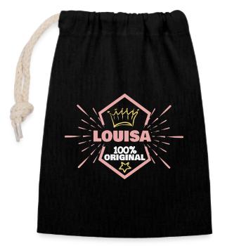 Louisa - Sac cadeau en coton avec cordon (14 x 20 cm) - noir - Devant