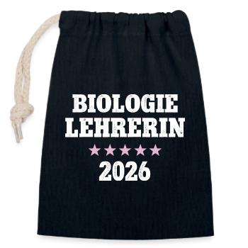 Professeur de biologie 2026 Profession Professeur de biologie - Sac cadeau en coton avec cordon (14 x 20 cm) - bleu marine - Devant