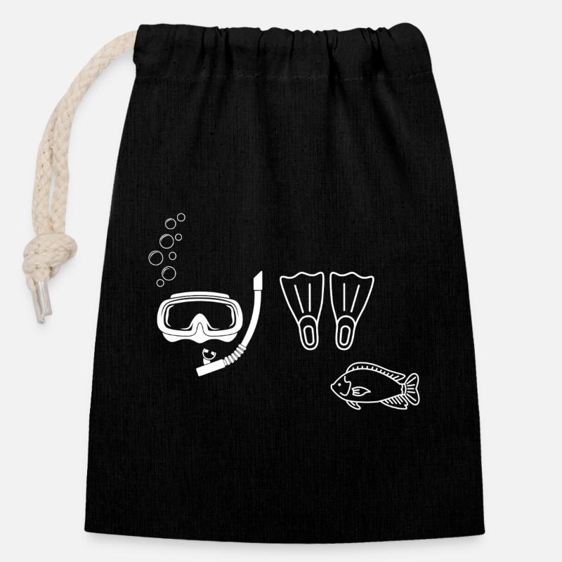Plongée sous-marine - idée cadeau  - Sac cadeau en coton avec cordon (14 x 20 cm) - noir