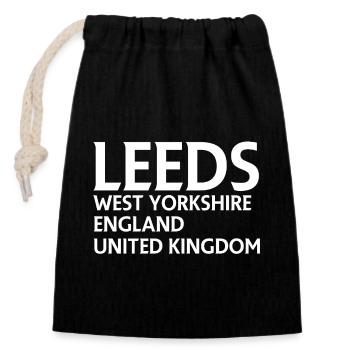 Leeds – England Liedtextdesign - Verschließbarer Geschenkbeutel aus Baumwolle (14x20cm) - Schwarz - Vorne