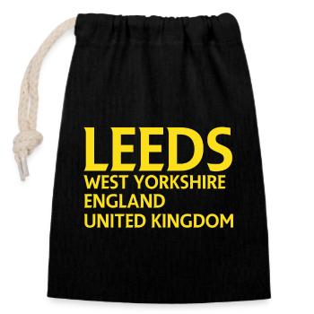 Leeds – England Liedtextdesign - Verschließbarer Geschenkbeutel aus Baumwolle (14x20cm) - Schwarz - Vorne