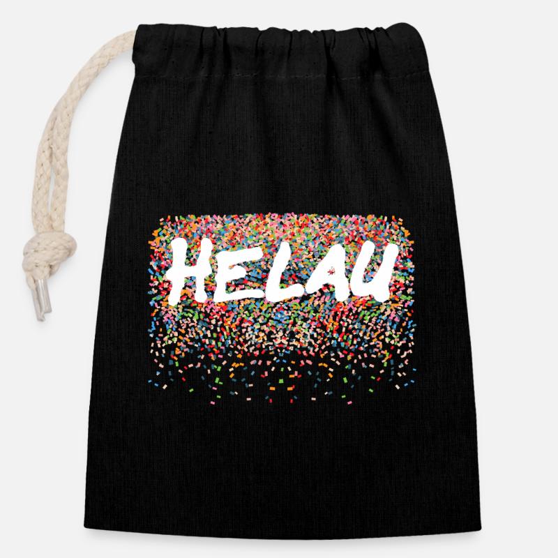 Helau1 - Sac cadeau en coton avec cordon (14 x 20 cm) - noir