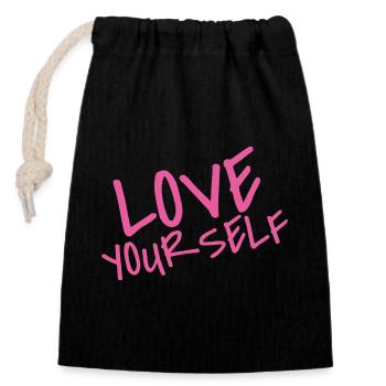Love Your Self – Pink Selflove Statement - Closable cotton gift bag (14x20cm) - black - Front