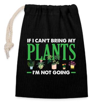 Je ne pars pas sans mes plantes succulentes - Sac cadeau en coton avec cordon (14 x 20 cm) - noir - Devant