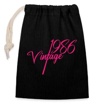 Collection de scripts vintage 1986 - Sac cadeau en coton avec cordon (14 x 20 cm) - noir - Devant