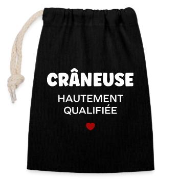 Crane - Closable cotton gift bag (14x20cm) - black - Front