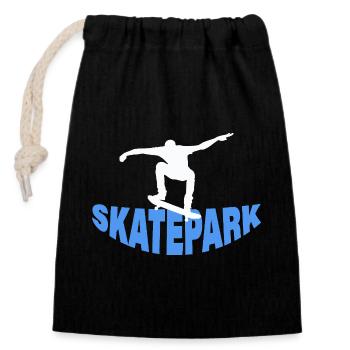 SKATEPARK - Verschließbarer Geschenkbeutel aus Baumwolle (14x20cm) - Schwarz - Vorne