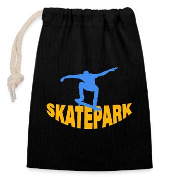 SKATEPARK - Verschließbarer Geschenkbeutel aus Baumwolle (14x20cm) - Schwarz - Vorne