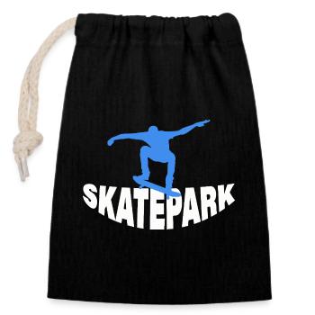 SKATEPARK - Verschließbarer Geschenkbeutel aus Baumwolle (14x20cm) - Schwarz - Vorne