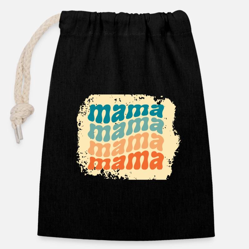mama mama mama mama - Verschließbarer Geschenkbeutel aus Baumwolle (14x20cm) - Schwarz