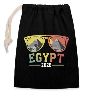 Egypt Vacation 2026 Pyramids - Closable cotton gift bag (14x20cm) - black - Front