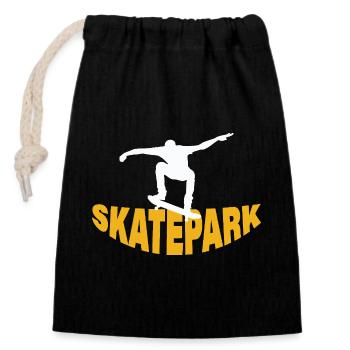 SKATEPARK - Verschließbarer Geschenkbeutel aus Baumwolle (14x20cm) - Schwarz - Vorne