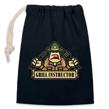 Grill Instructor (Grilling / BBQ / Barbecue / Outl) - Closable cotton gift bag (14x20cm) - navy - Front