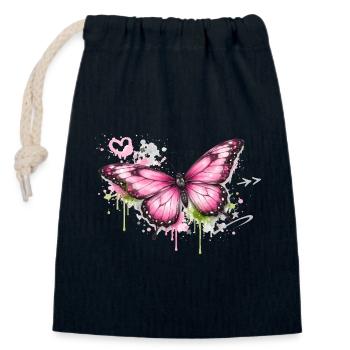 Butterfly Graffiti Street Art - Closable cotton gift bag (14x20cm) - navy - Front